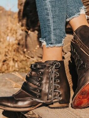 Freebird By Steven  Limerixk  Leather Ankle Boots with Buckle Straps Size 8